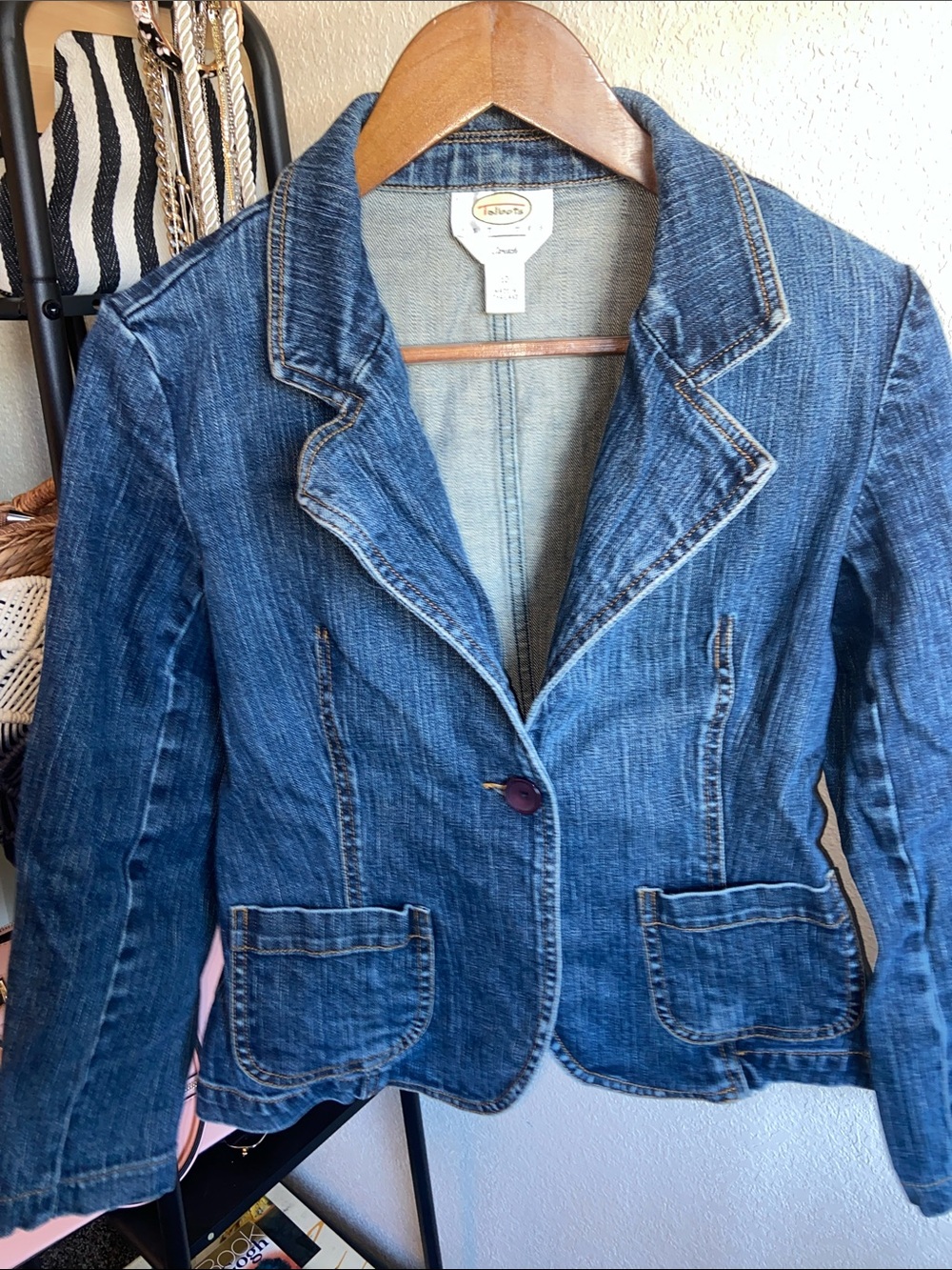 Timberland Women's Dark Blue Denim Blazer Jacket